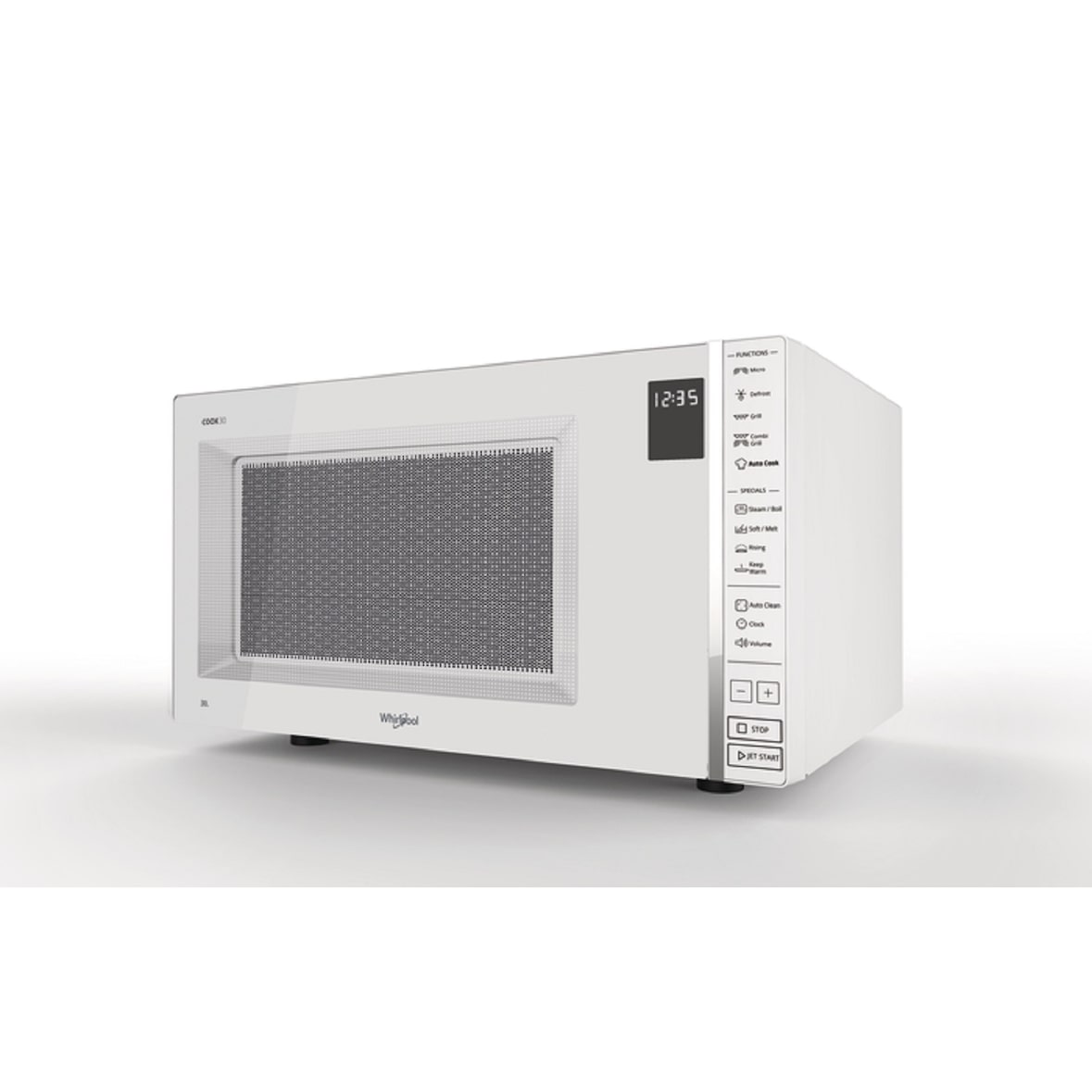Whirlpool Micro-ondes MWP304W  Posable Gril & vapeur, COOK30, Blanc, 30L, Plateau 31,5cm, Electronique, Auto Cook  Auto Clean