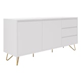 thumbnail of SalesFever Sideboard aus MDF | 2 Türen und 3 Schubladen | Beine Metall mit Messinglegierung | B 150 x T 40 x H 70 cm | weiß