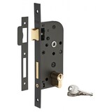 thumbnail of Serrure encastrable à cylindre pour porte d'entrée, axe 40mm, bouts carrés, cylindre 30x30mm, noir, 3 clés - THIRARD
