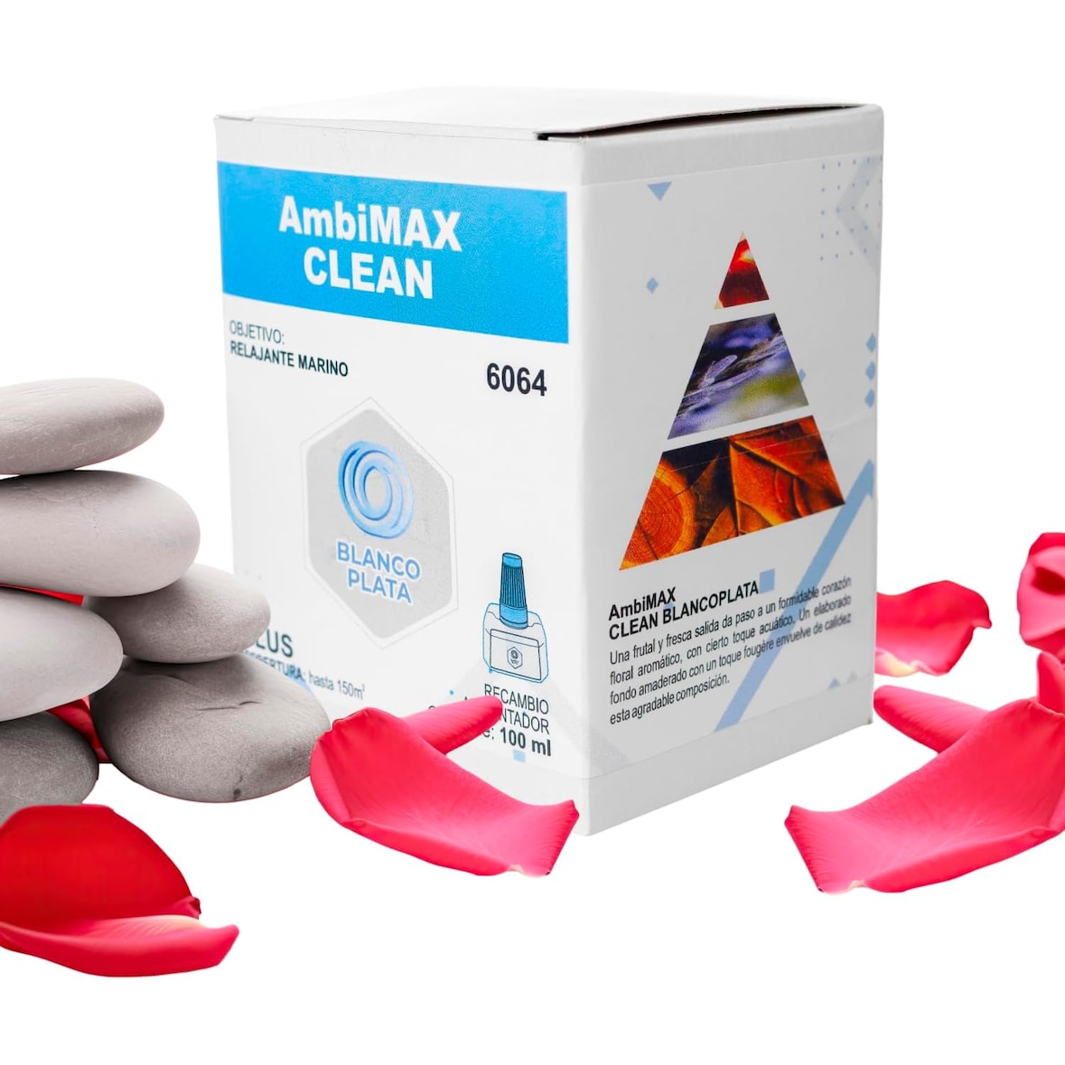 Recambio Ambimax fragancia Clean Plus 100ml, 30 días de duración, 150m2 de cobertura, frescor marino y relajante. (NO INCLUYE APARATO)