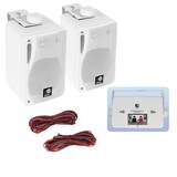thumbnail of Paire de mini enceintes E-Audio B416 80W Blanches 3 voies avec support - Idéal pour une utilisation domestique ou commerciale