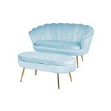 thumbnail of SalesFever Muschel-Sofa | Bezug Samt-Stoff | Gestell Metall goldfarben | B 136 x T 77 x H 78 cm | hellgrau