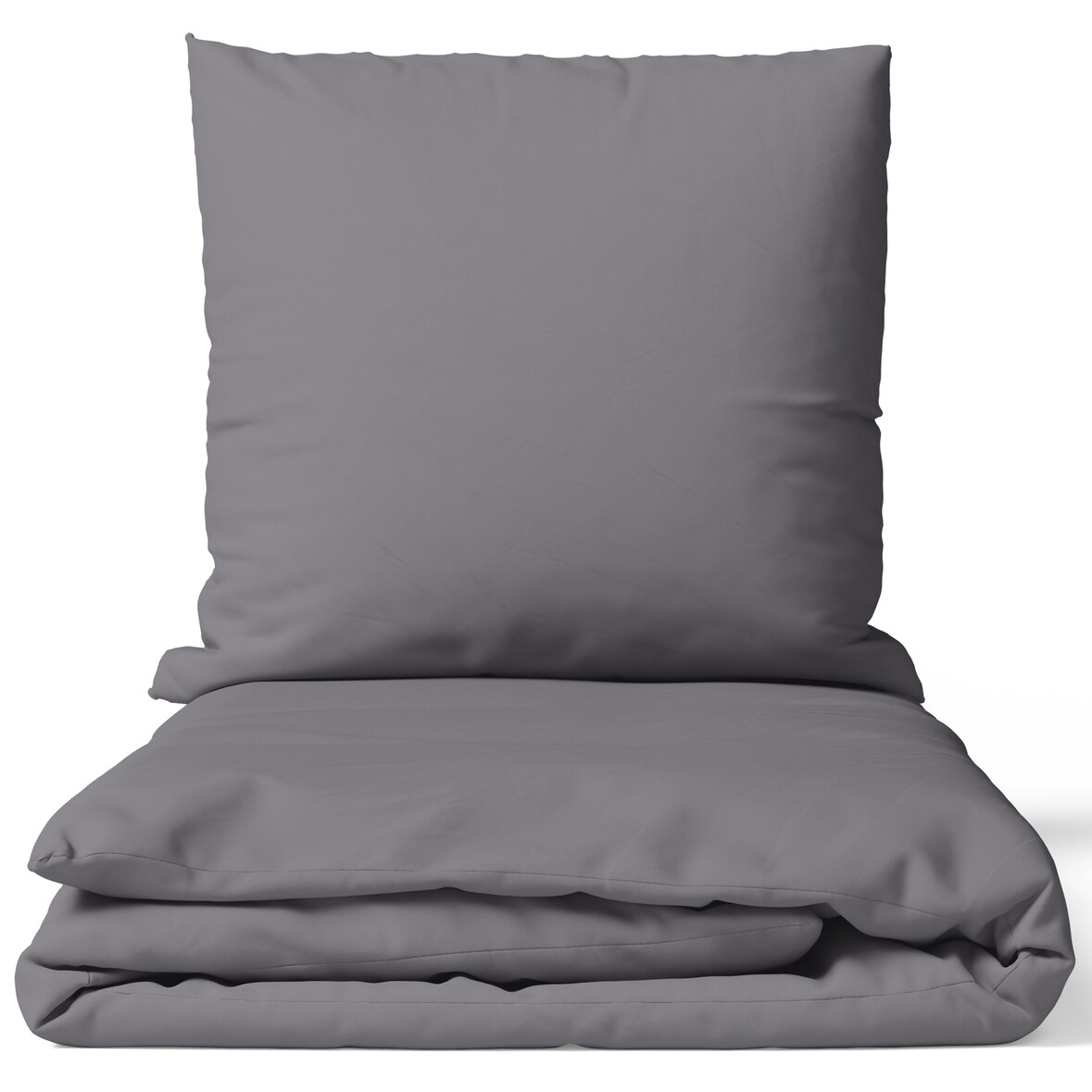 Bettwäsche Set DreamScience Renforcé Uni - Atmungsaktiv & Weich - 100% Baumwolle - Mit Reißverschluss 155x220 + 80x80 cm grau