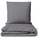 thumbnail of Bettwäsche Set DreamScience Renforcé Uni - Atmungsaktiv & Weich - 100% Baumwolle - Mit Reißverschluss 155x220 + 80x80 cm grau