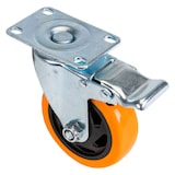 thumbnail of HMF 6710 Schwerlastrollen mit Bremse aus Polyurethan, 4 Stück, 100 mm, bis 460 kg, Orange