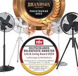 thumbnail of Brandson Standventilator 45 cm mit 3 Geschwindigkeiten, Ventilator mit Dreibein-Stativ, 60 Watt, oszillierend, Silber/Edelstahl
