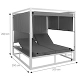 thumbnail of Aluminium Lounge-Gartenliege HWC-M63b, XL Sonnenliege Daybed, 10cm-Polster 200cm ~ dunkelgrau Polster grau