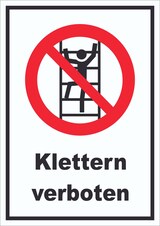 thumbnail of Schild Klettern verboten A2 Rückseite selbstklebend