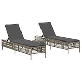 thumbnail of vidaXL Sonnenliegen 2 Stk. mit Tisch Grau Poly Rattan