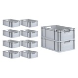 thumbnail of PROREGAL SuperSparSet 10x Eurobox NextGen Economy mit Scharnierdeckel & blauen Verschlüssen, Griffe offen, HxBxT 22x40x60cm, 44L, Eurobehälter, Box