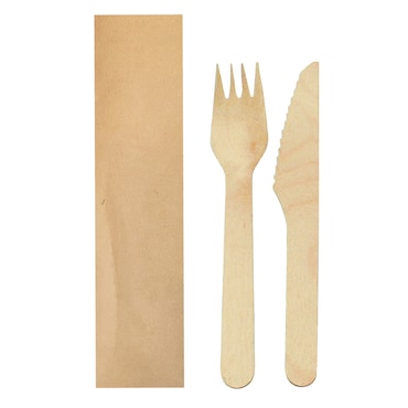 Garcia de Pou Set 2/1 Forchetta, Coltello 'Makan'  16 Cm Naturale Legno (100 Unità)
