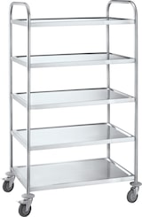 thumbnail of METRO Professional Carro de servicio GST1005, acero inoxidable, 85 x 52,6 x 154,3 cm, 5 estantes, carga total 200 kg, plata