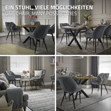 thumbnail of Esszimmerstühle 6er Set Anthrazit, Küchenstuhl mit dickem Samtstoff gepolsterter Sitz, Metallbeinen, Wohnzimmerstuhl mit Rücken- und Armlehnen
