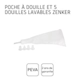 thumbnail of Set van 2 spuitzakken en 10 plastic spuitmondjes, 28 cm, Zenker Smart Pastry