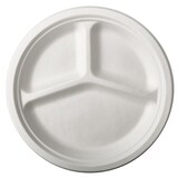 thumbnail of 10 lots de 50 Assiettes en canne à sucre "pure" 3 compartiments Ø 26 cm · 2 cm blanc