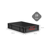 thumbnail of PROREGAL SuperSparSet 8x Eurobox NextGen Color mit Auflagedeckel & Verschlüsse, HxBxT 12x40x60cm, 23L, Schwarz, Griffe rot zu, Eurobehälter