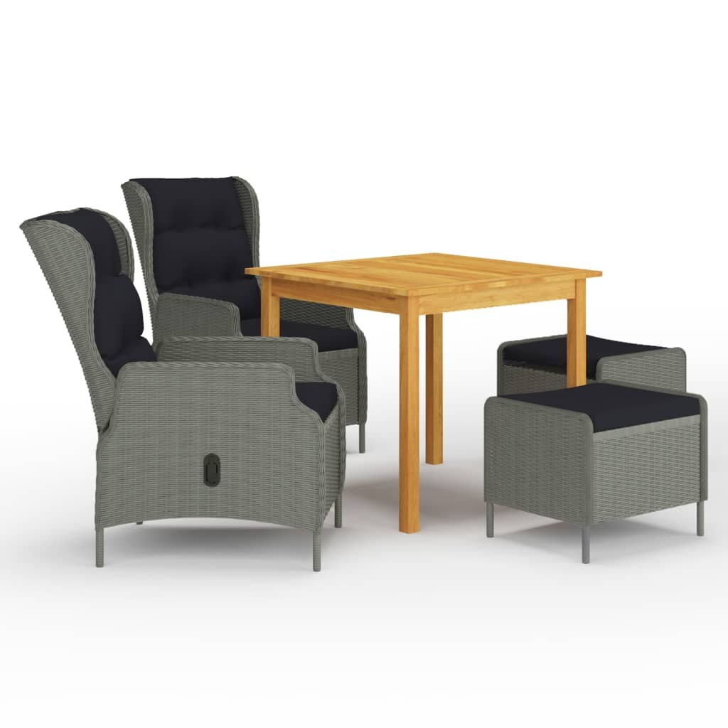 Helloshop26 - Conjunto de comedor de jardín exterior de 5 piezas en gris claro 02_0013792