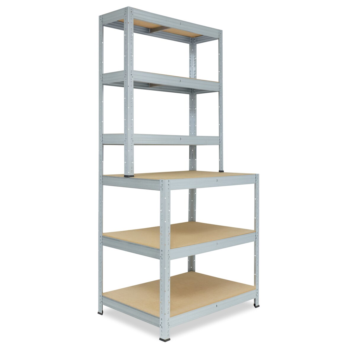 shelfplaza PRO 190x80x60 cm Werkbank Regal in verzinkt mit 6 Böden und 166 kg Traglast pro Boden