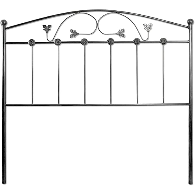 Cabecero de forja Manchego, color Negro Plata.  Cabezal para cama de 135 cm, Cama 142 cm x 125 cm