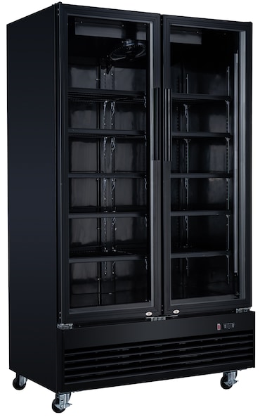 METRO Professional Dubbele Drankenkoelkast GSC2100B-NC, staal/aluminium/glas, 120x72,5 x206,6cm, 949L, convectiekoeling, met wielen & slot, zwart