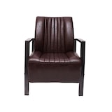 thumbnail of Fauteuil HWC-H10, loungestoel gestoffeerde fauteuil, metalen industrieel ontwerp ~ vintage bruin