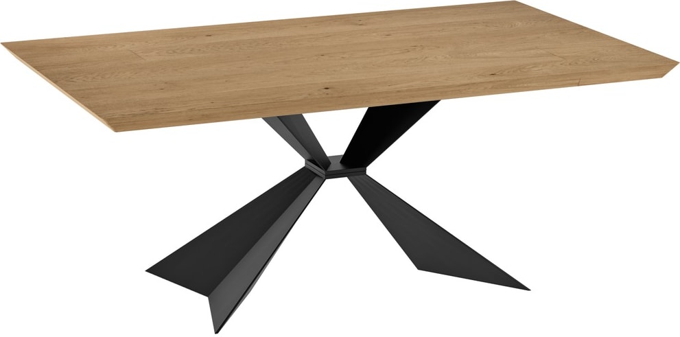 Stark Fester rechteckiger Tisch 200x100 cm mit Tischplatte aus Eichenfurnier natur und schwarzen Metallbeinen - Moderne Möbel