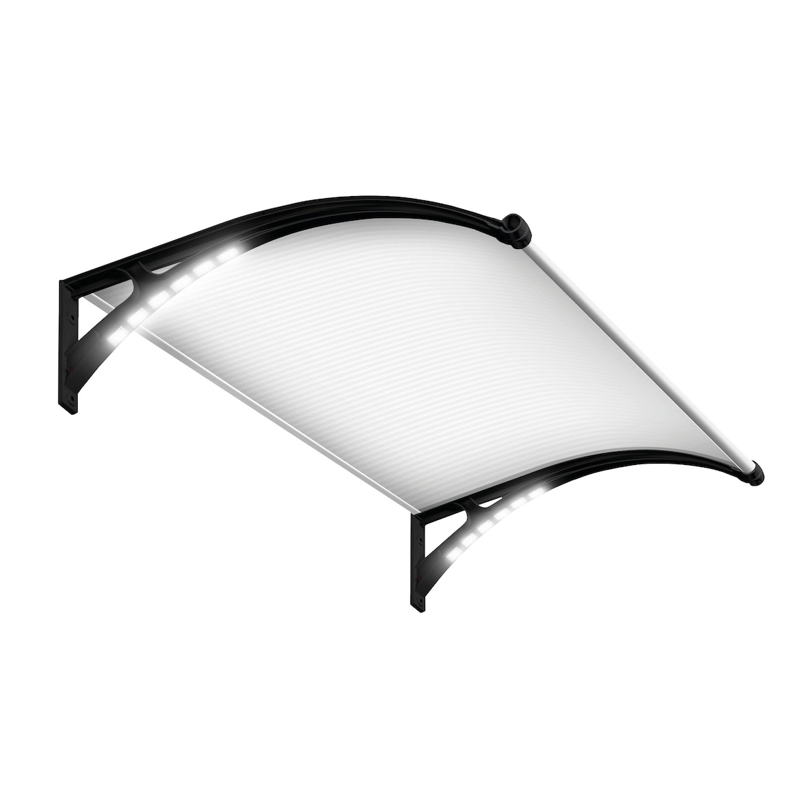 Wasabi - Vordach Haustür 120x100cm – Polycarbonat 5,2mm – PP-Halterungen + Glasfaser – Solar-LED-Licht – Einfache Montage