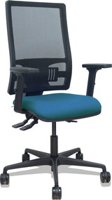 thumbnail of Silla Bormate asincro malla negra asiento bali verde petróleo brazos 2D ruedas 65mm