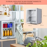 thumbnail of Brooklyn 24 Mini-Kühlschrank Glastür LED Ablage Silber