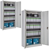 thumbnail of tectake Armarios archivadores con cierre de seguridad y 5 alturas 180x90x40cm - Juego de 2 gris
