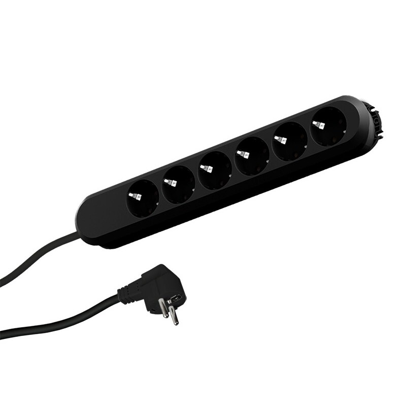 Bachmann Steckdosenleiste SMART 6-fach, schwarz 3,0m, ohne Schalter