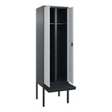 thumbnail of C+P Doppel-Spind Classic PLUS, Kunststoff schwebende Sitzbank, 2 Abteile, HxBxT 212x60x82cm, Zylinderschloss, Anthrazit/Hellgrau von PROREGAL