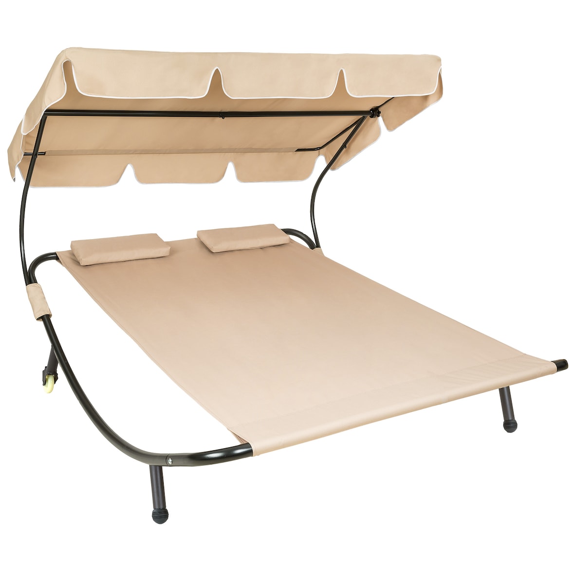 Gartenliege für 2 Personenschwarz/beige