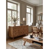 thumbnail of Sideboard REWA 140x78,5x40 cm Anrichte Massivholz Akazie Schrank Braun, Landhaus-Stil Kommode mit 3 Schubladen & 2 Türen, Flurschrank Echtholz,