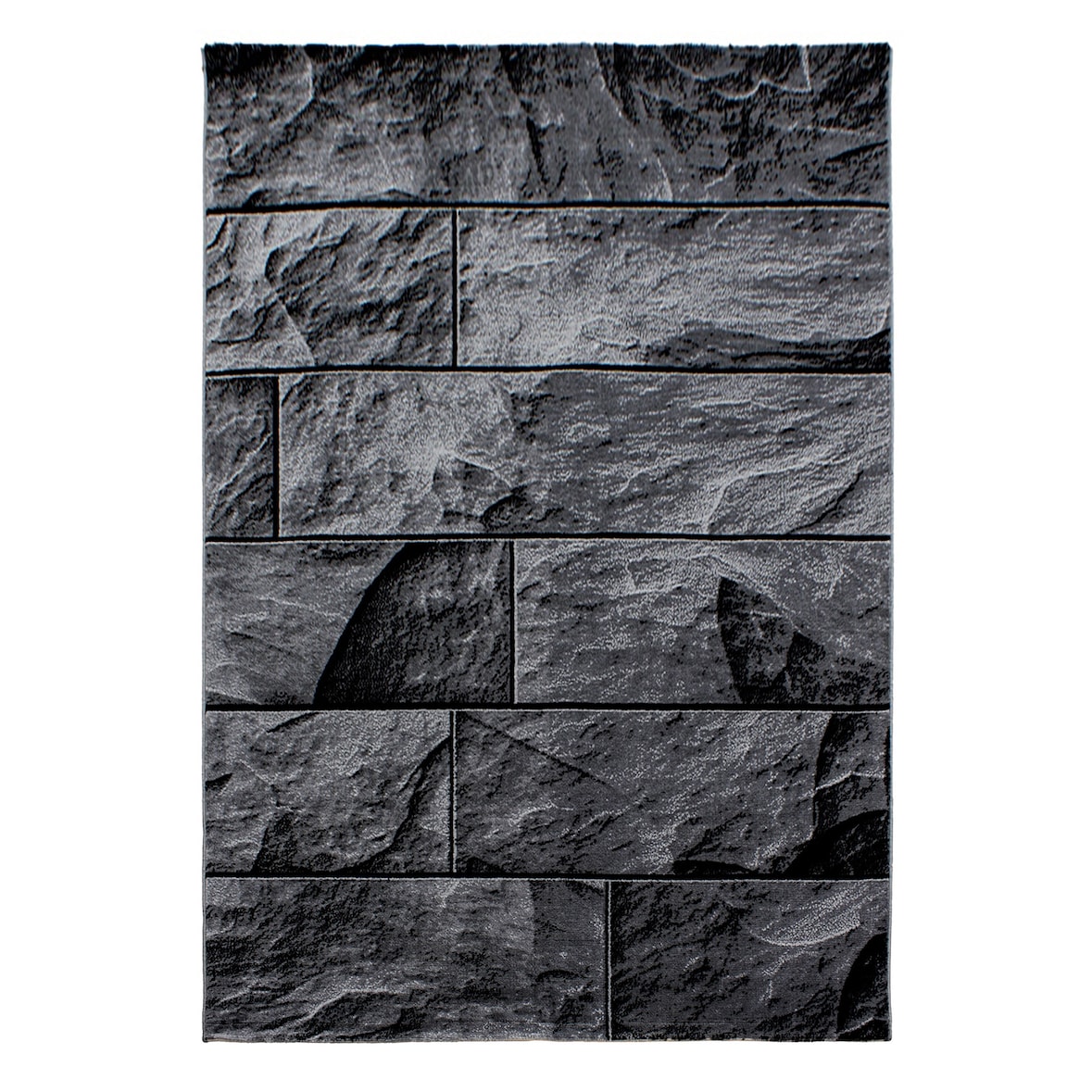 Teppich Wohnzimmer Steine Pflegeleicht Waschbar Strapazierfähig Schlafzimmer OEKO-TEX Schwarz 80x150 cm Gekettelt – DRAU von Kadima Design