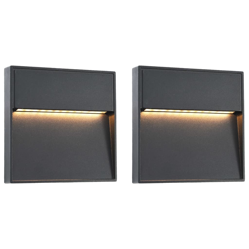 vidaXL Außenwandleuchten 2 Stk. LED 3W Schwarz Quadratisch