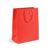 thumbnail of Geprägte rote Tasche Natural Red mit Kordelgriffe aus weißem Kraftpapier 180g 18+10x22,7cm - pro 240