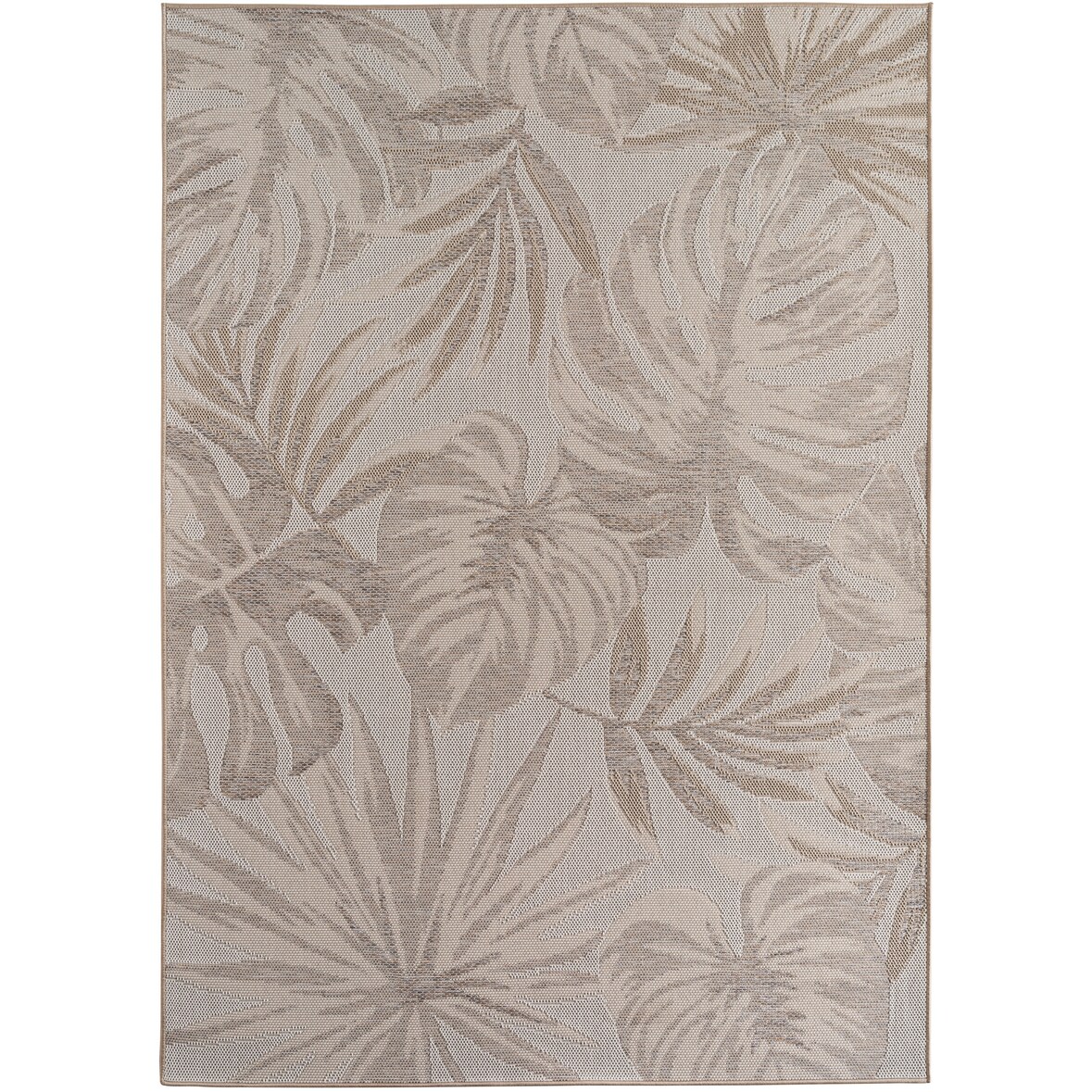 Carpetsale24 Outdoor Teppich Beige 80x250 cm Läufer, Wetterfest, ideal für Küche, Balkon, Terrasse auch Wohnzimmer, Palmblätter-Design