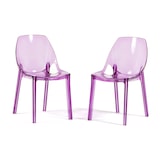 thumbnail of Set de 2 sillas de policarbonato transparente, apilables y monobloque, resistentes, diseño moderno, ideales para cocina, bar o restaurante–Luce–Rosa