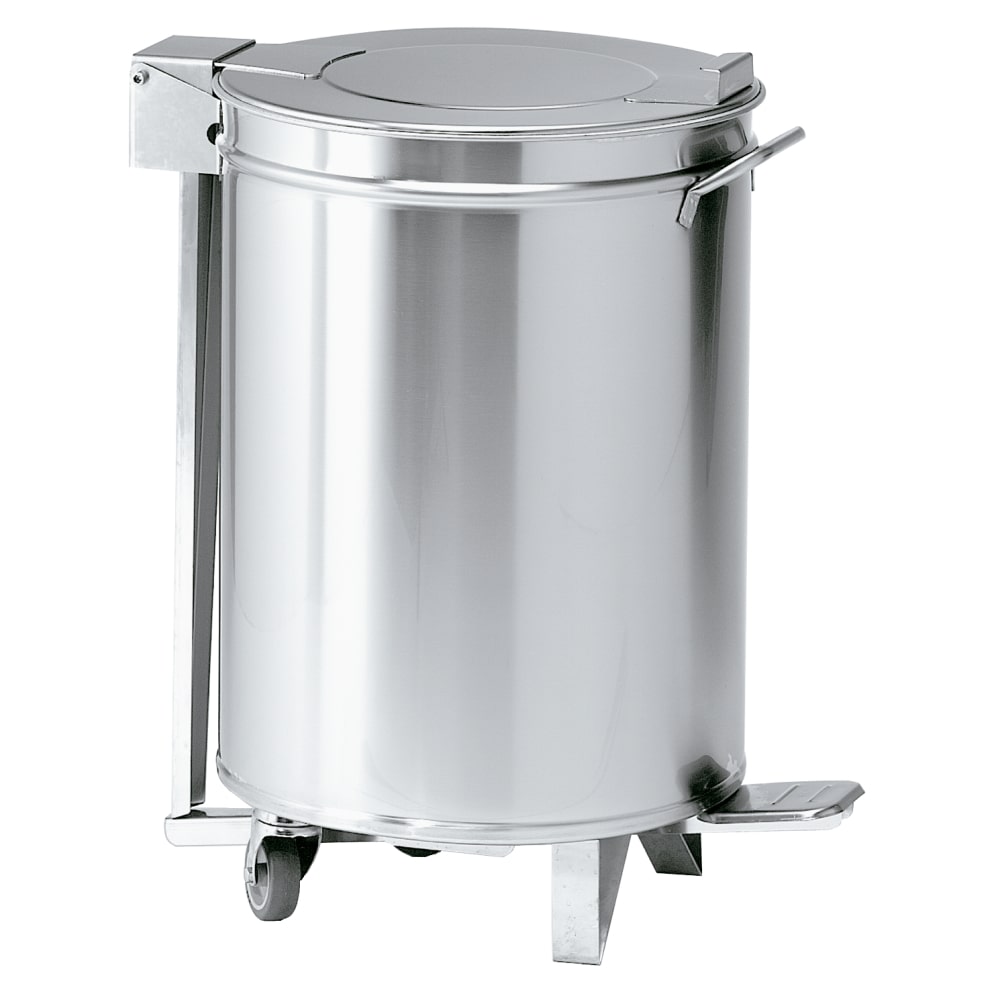 EURAST - Roestvrijstalen vuilnisbak van 95 liter, met deksel en wielen - 450x450x685 mm - 16505062