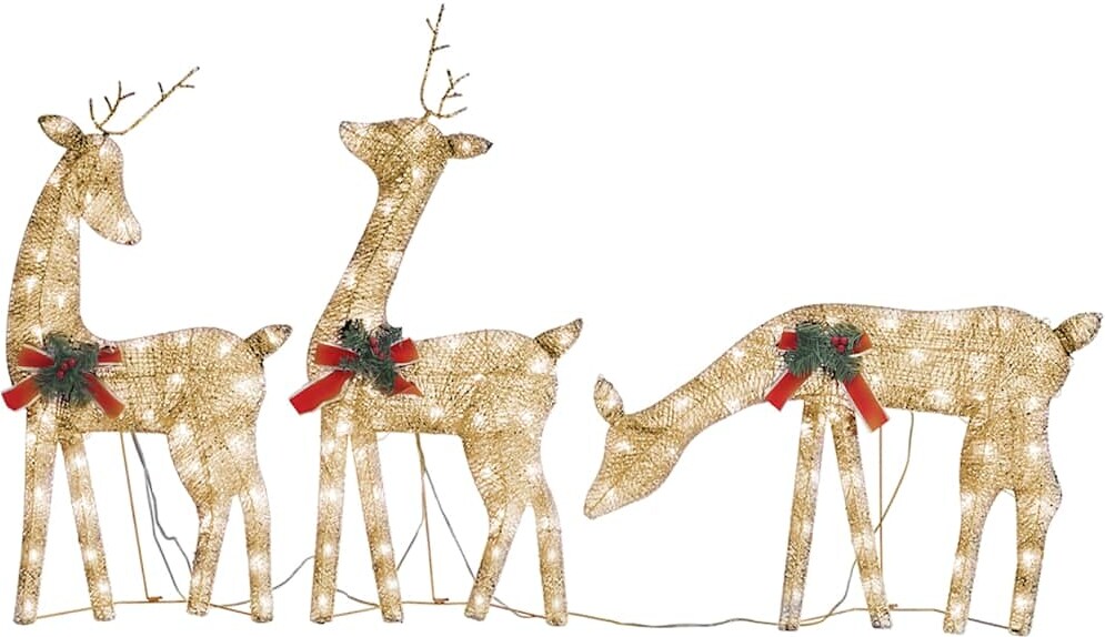vidaXL Weihnachtsdeko LED Rentiere 270x7x90 cm Golden Warmweiß