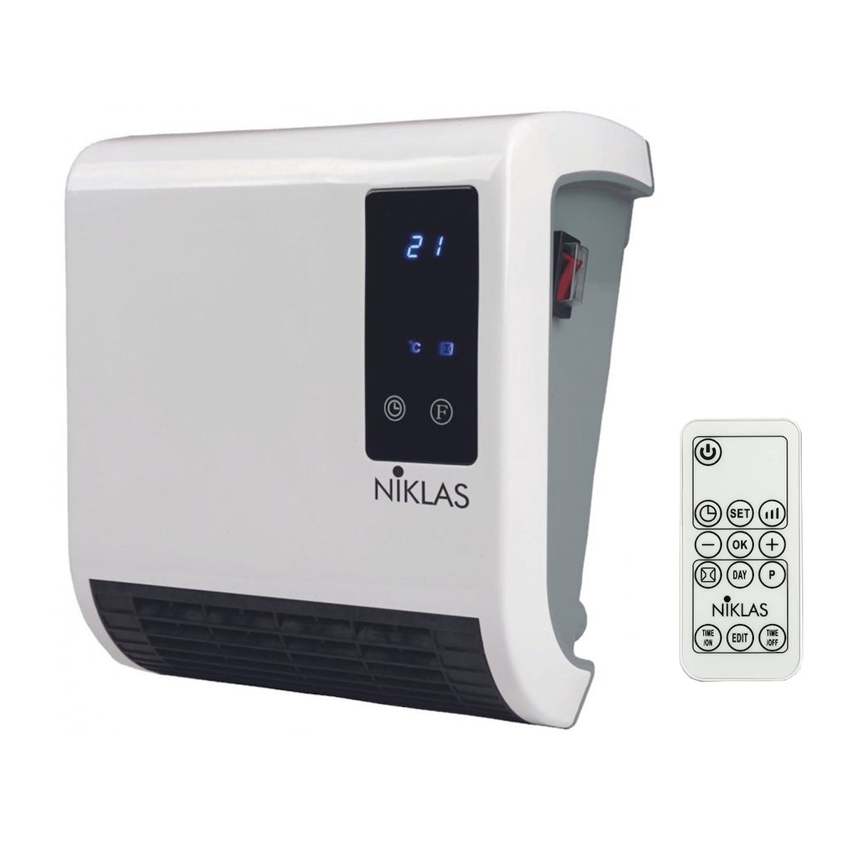 Aquecedor Elétrico com Ventilador 2000W Moderno Digital Programável Aquece até 20 m² NIKLAS