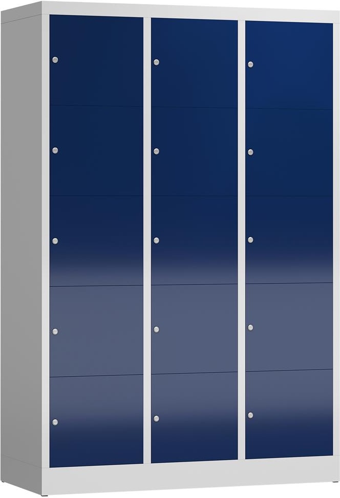 XL Schließfachschrank Fächerschrank 15 Fächer Wertfachschrank 1800 x 1200 x 500 mm lichtgrau/blau X-523531