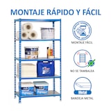 thumbnail of SimonRack Estante metálica, 2000x1100x500 mm, 5 níveis, prateleira metálica, 200 kg no ponto de flexão, Azul/Galvanizado - Simonclick
