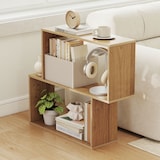 thumbnail of COSTWAY Librería de 3 niveles, estantería independiente de madera con 2 compartimentos en forma de cubo (natural)