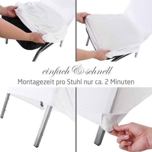 Stuhlhusse Weiß, runde Lehne, stretch, für viele Stühle & Anlässe, mit Schleife, Universal-Stuhlbezug/Stuhlabdeckung, Raburg Cinderella