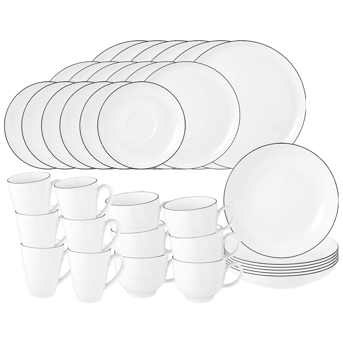 Seltmann Weiden Lido Black Line Komplett-Service 36-teilig