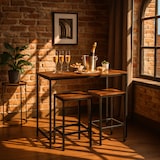 thumbnail of Relaxdays Bartisch Set, 3-tlg, Theke mit Hockern, Esstisch HBT: 90 x 120 x 50 cm, 2 Personen, Industrial, braun/schwarz