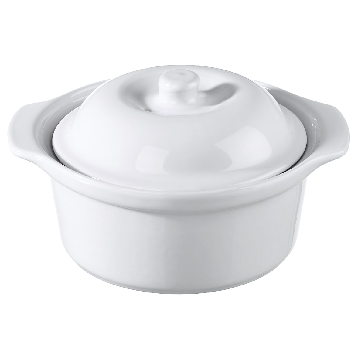 METRO Professional Casserole avec couvercle, 19 x 16 x 10 cm, faïence, 0,75 l, four max. 250°C, au micro-ondes/au lave-vaisselle, blanc, 1 pièce