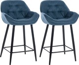 thumbnail of Décoshop26 - Set aus 2 Barhockern Hochstühlen mit gepolsterter Sitzfläche in blauem Stoff und schwarzem Metall 10_0004168